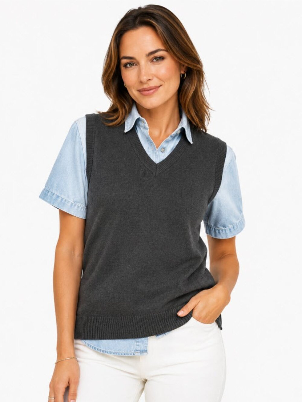 Mexx Grey Fitted sweater Vest